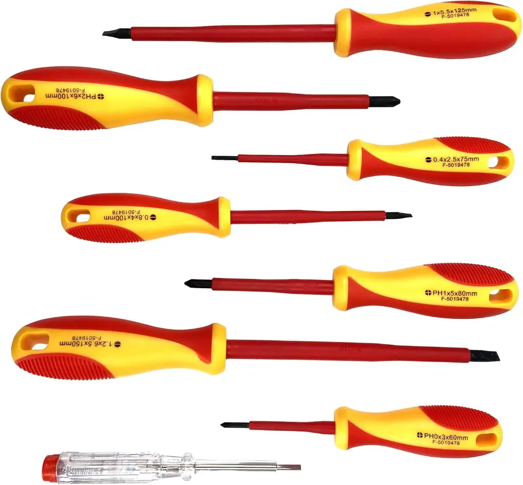 WEDO Jeu de 8 Tournevis, plates cruciformes isolées VDE 1000 V, acier CRV