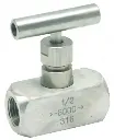 VANNE À POINTEAU 1/2'' BSP F/F PTFE 6000 PSI (413 BAR) EN ACIER INOX AISI 316L 