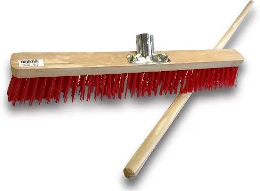 Balai d'atelier Cantonnier, Brosse PVC Rouge, avec manche 