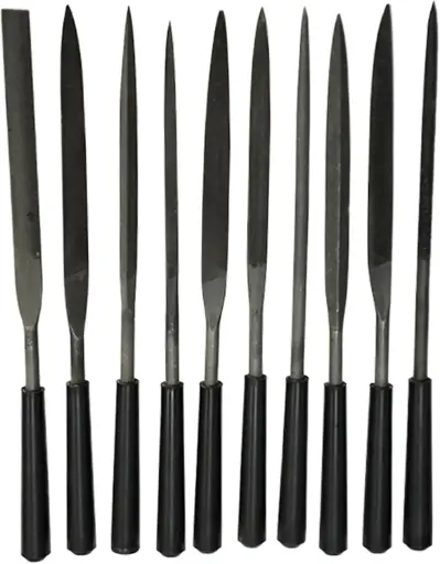 WEDO Lot de 10 mini limes aiguilles avec poignée en plastique antidérapante