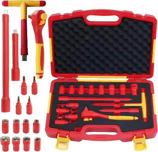 [IN544A-16] WEDO 16 Pcs isolée 3/8'' Jeu de douilles VDE 1000V, électricien