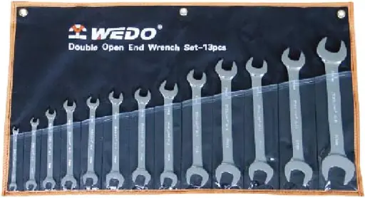 [WD001B9] WEDO Jeu de 9 clés à fourche double 9 à 23mm, acier CRV DIN3310 